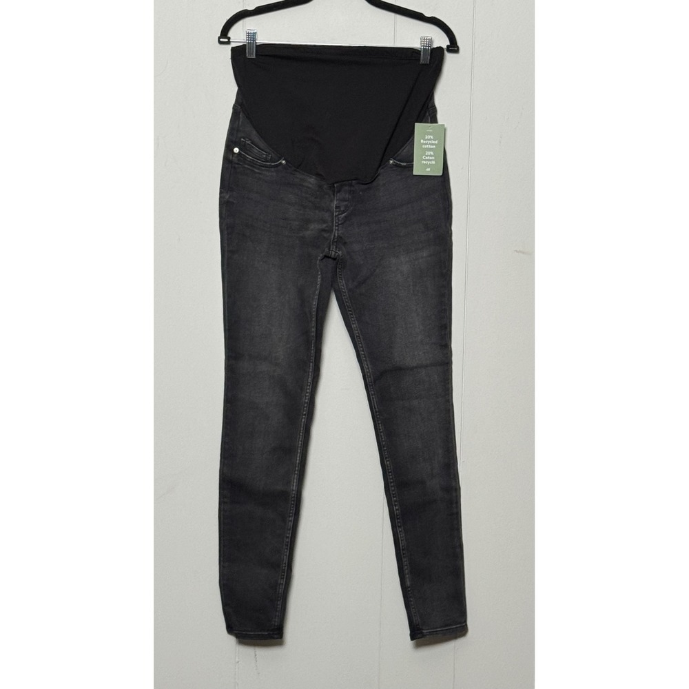 NWT H&M Mama Super Skinny High Rib Maternity Jeans Washed Black Size M